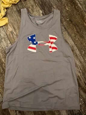 Under Armour Grey Tank with American Flag Logo